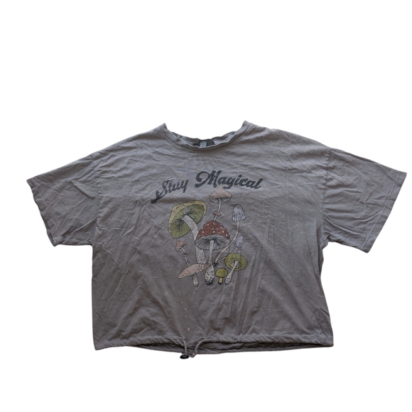 Forever 21 Tops - Forever 21 Mushroom Graphic Tee Gray Stay Magical Oversized Fairycore 2X Goblin